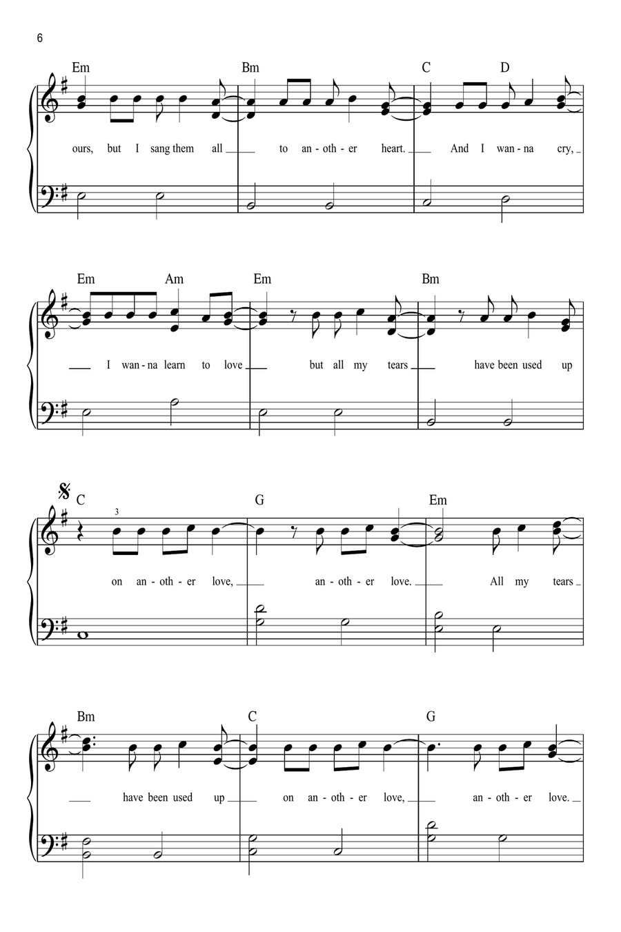 Another Love Easy Piano scores gallery preview page 6