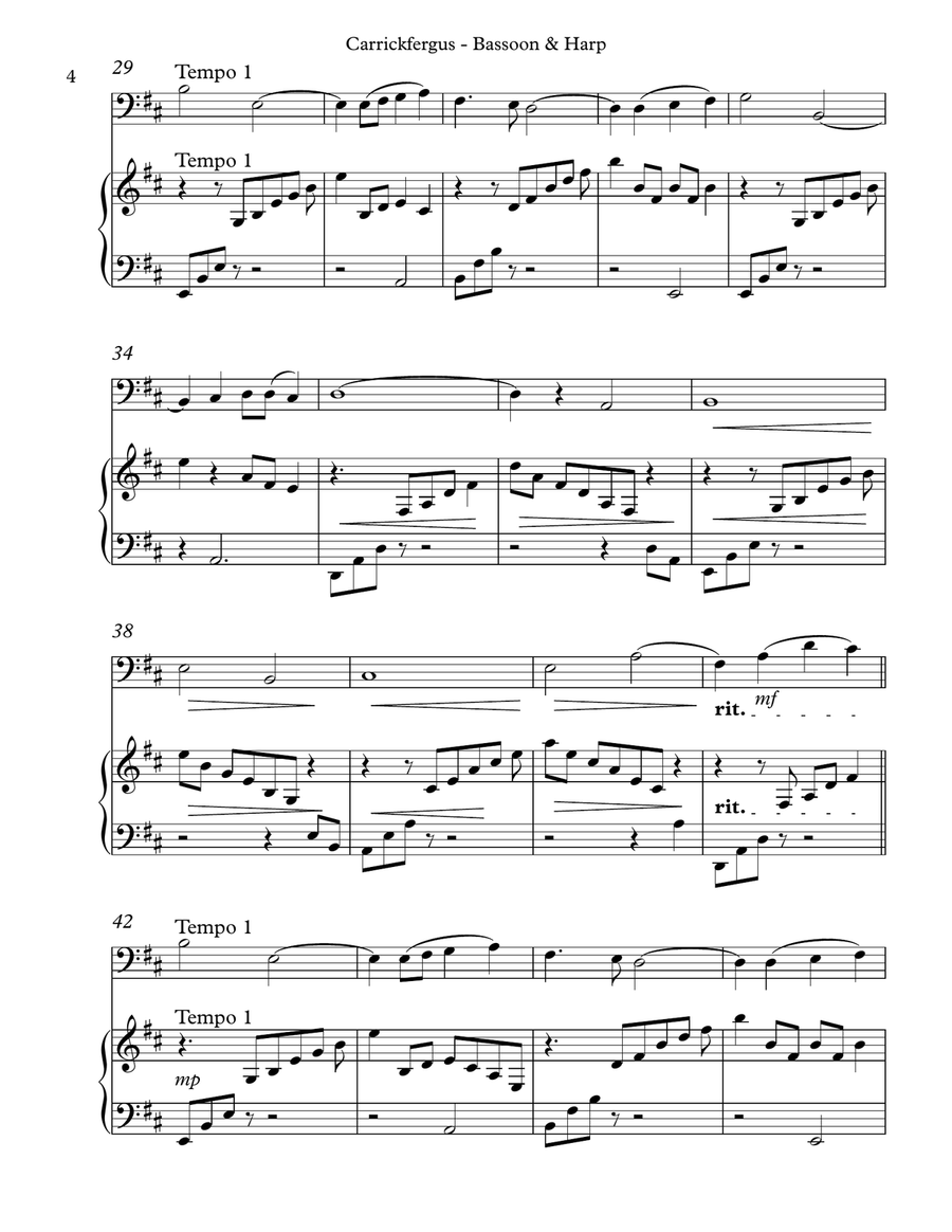 Carrickfergus Duet for Bassoon & Harp Bassoon scores gallery preview page 4