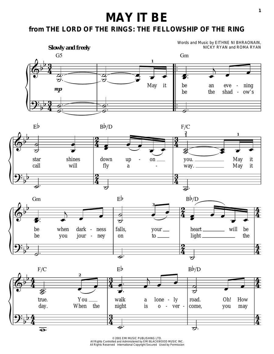 May It Be May It Be Easy Piano scores gallery preview page 1