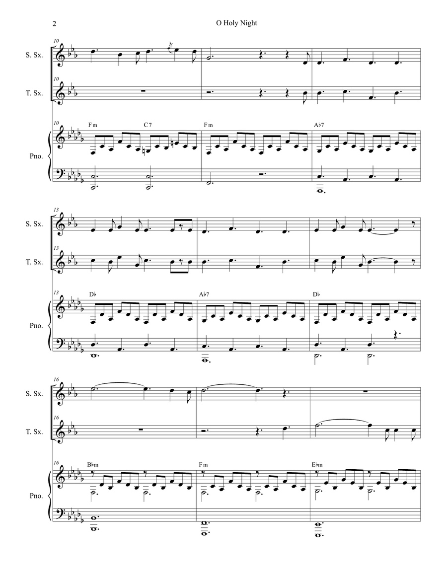 O Holy Night (Duet for Soprano and Tenor Saxophone) Woodwind Duet scores gallery preview page 3