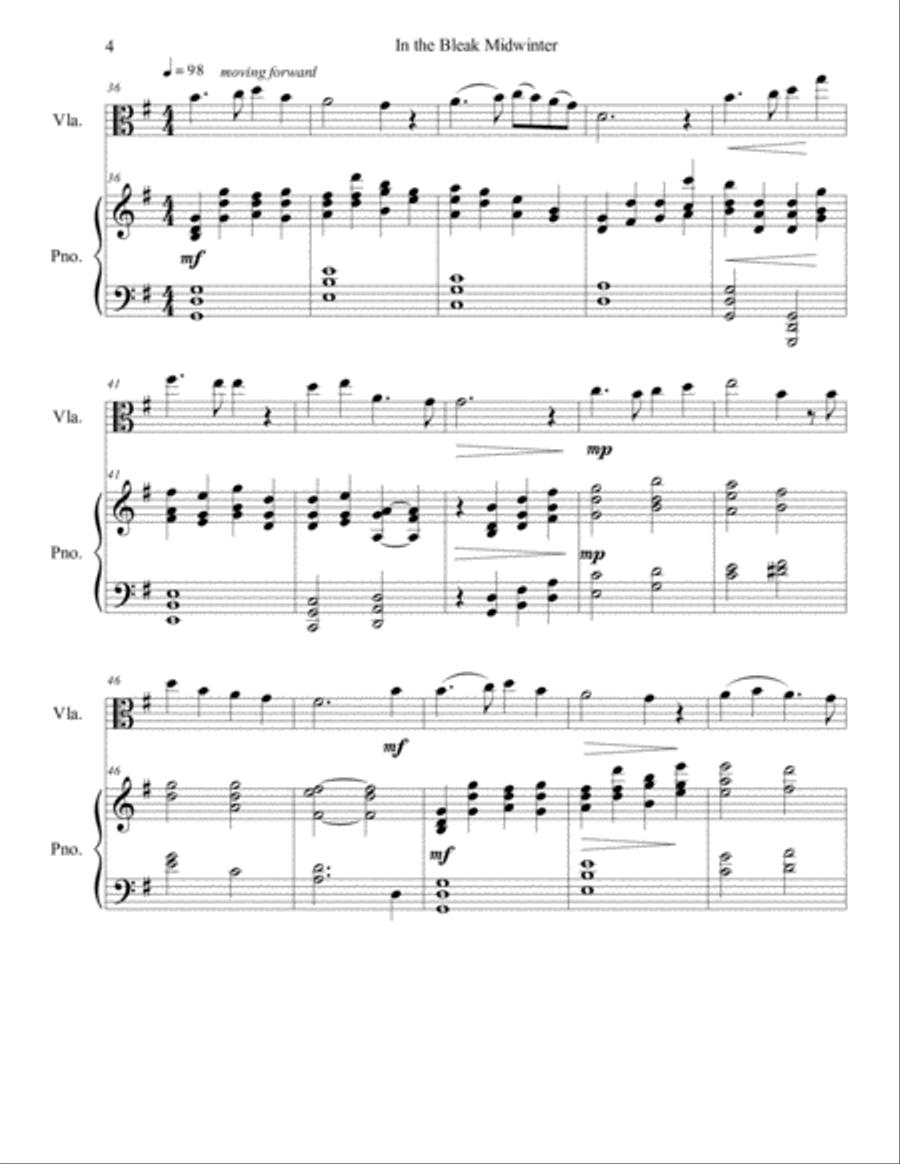 In the Bleak Midwinter (viola/piano), arr. Brenda Portman Viola scores gallery preview page 4