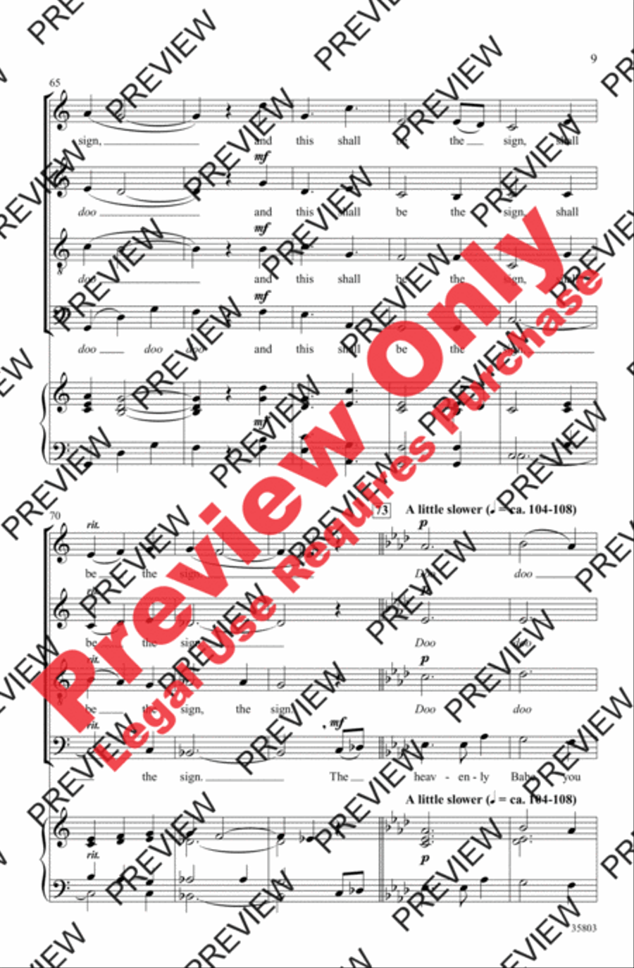 While Shepherds Watched Their Flocks 4-Part scores gallery preview page 9