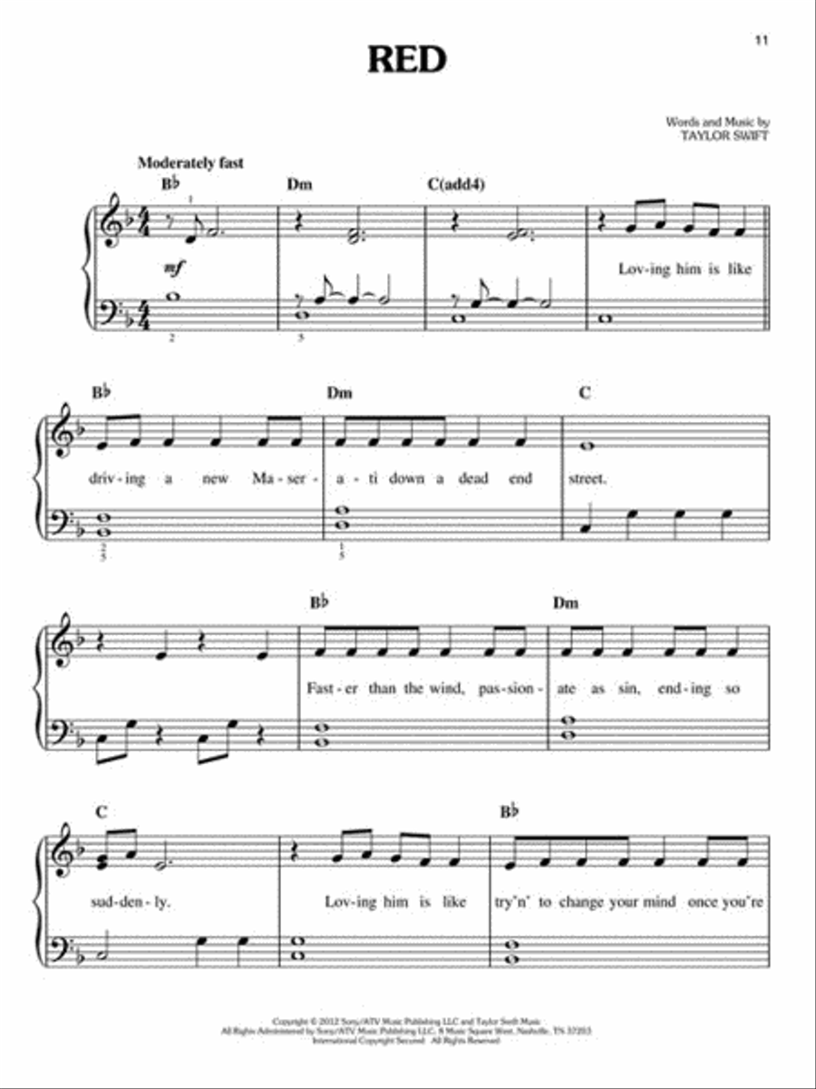 Taylor Swift – Red Easy Piano scores gallery preview page 3