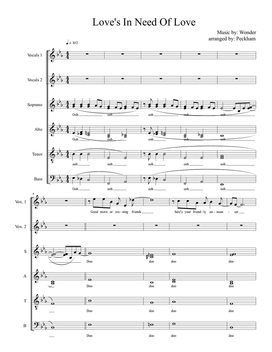 Love's In Need Of Love Today 4-Part scores gallery preview page 1