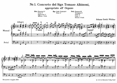 Organ Concertos based on old Masters