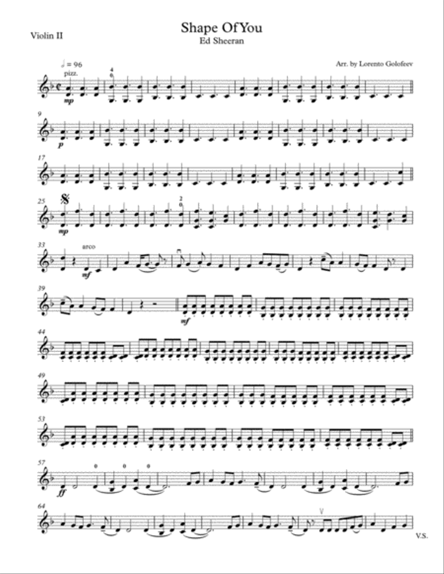 Shape Of You String Quartet scores gallery preview page 4