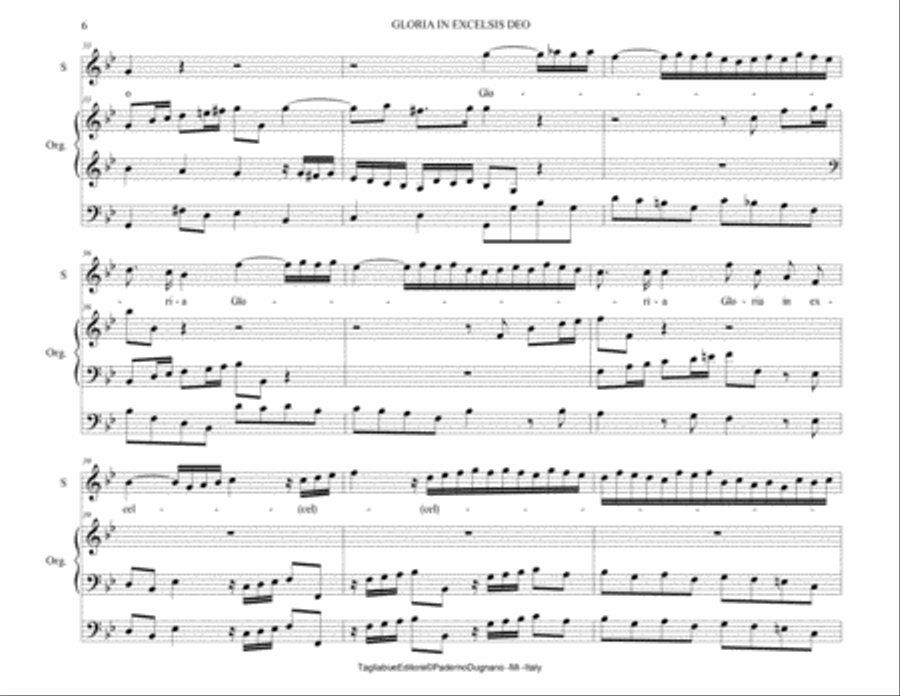 GLORIA IN EXCELSIS DEO - Handel - Arr. for Soprano and Organ 3 staff Soprano Voice scores gallery preview page 6