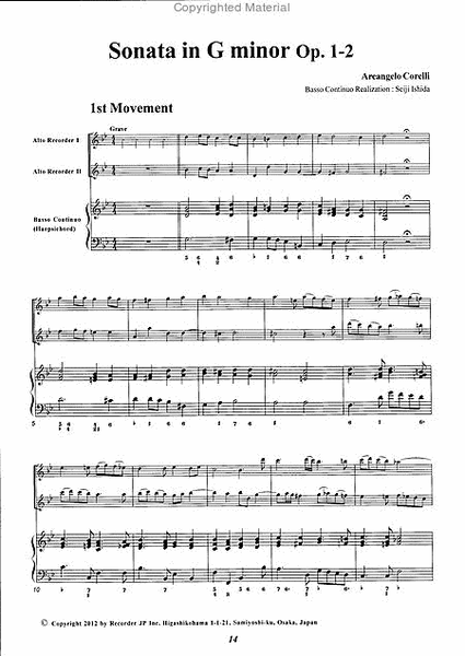 Trio Sonata G minor Op. 1-2 image number null