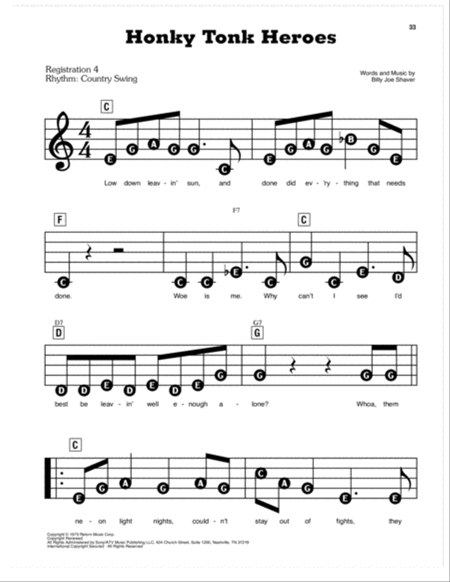 Honky Tonk Heroes Electronic Keyboard scores gallery preview page 1