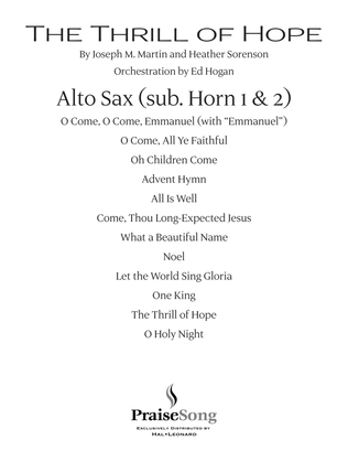 Book cover for The Thrill of Hope (A New Service of Lessons and Carols) - Alto Sax (sub. Horn)