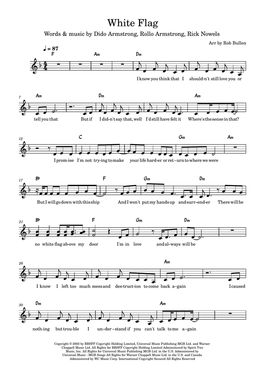 White Flag Acoustic Guitar scores gallery preview page 1