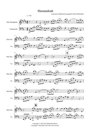 Shenandoah for Alto Saxophone and Cello Duet