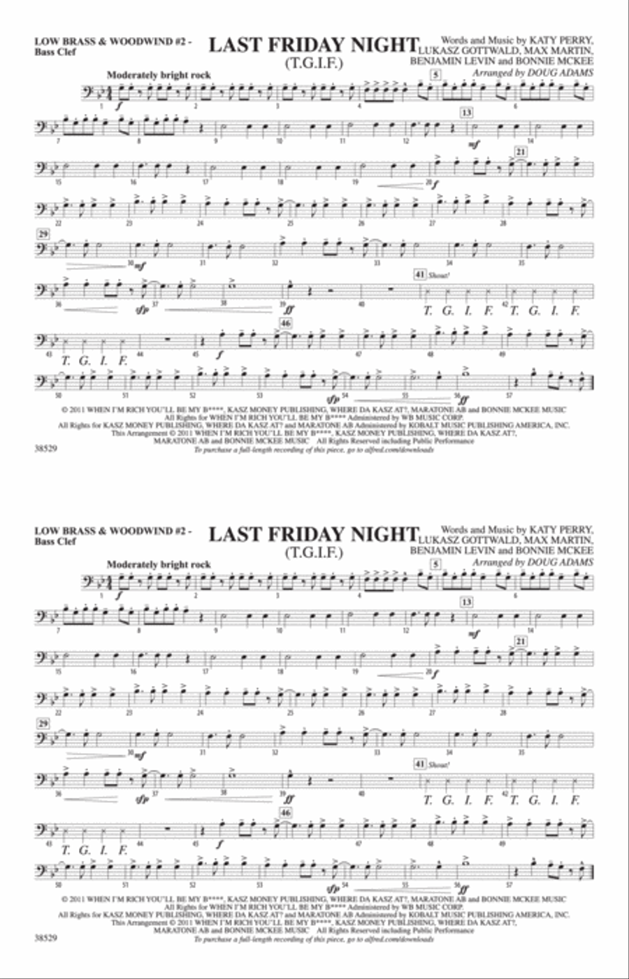 Last Friday Night (T.G.I.F.): Low Brass & Woodwinds #2 - Bass Clef Marching Band scores gallery preview page 1