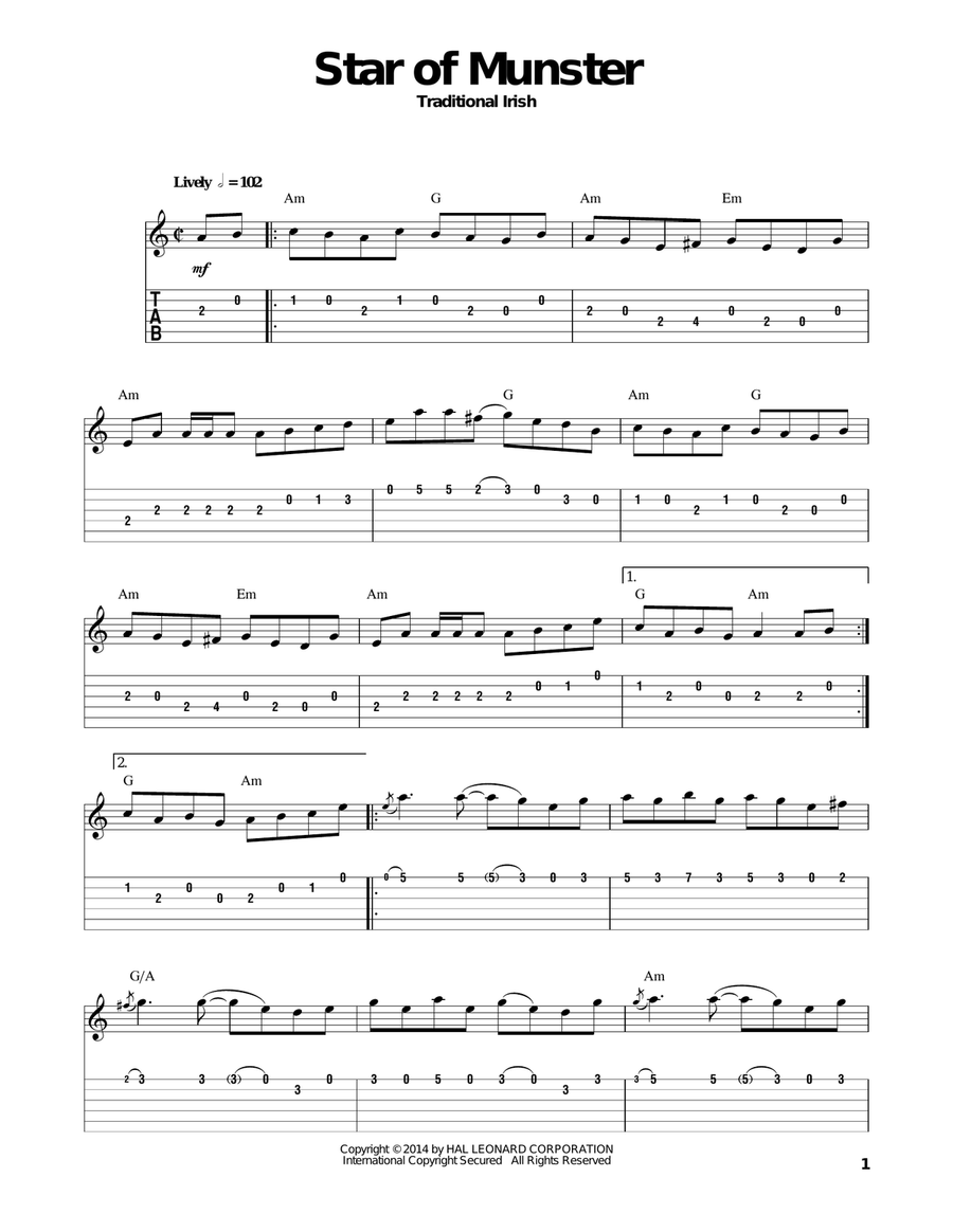 Star Of Munster Guitar Tablature scores gallery preview page 1