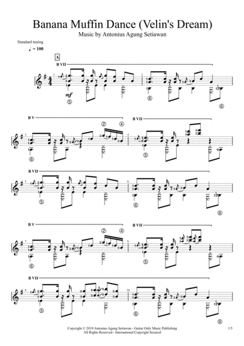 Banana Muffin Dance (Velin's Dream) (Solo Guitar Score) image number null