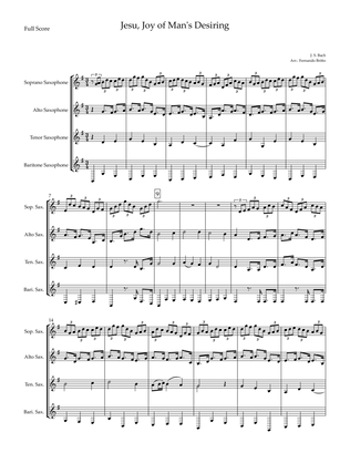 Jesu, Joy of Man's Desiring (J. S. Bach) for Saxophone Quartet