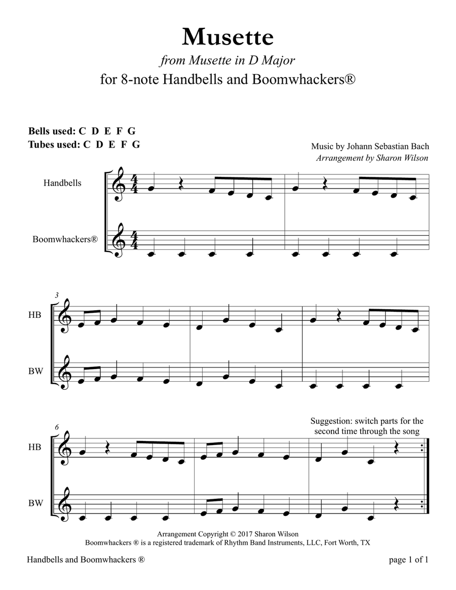 Ten Classical Favorites for 8-note Bells and Boomwhackers® (with Black and White Notes) Handbell Choir scores gallery preview page 4
