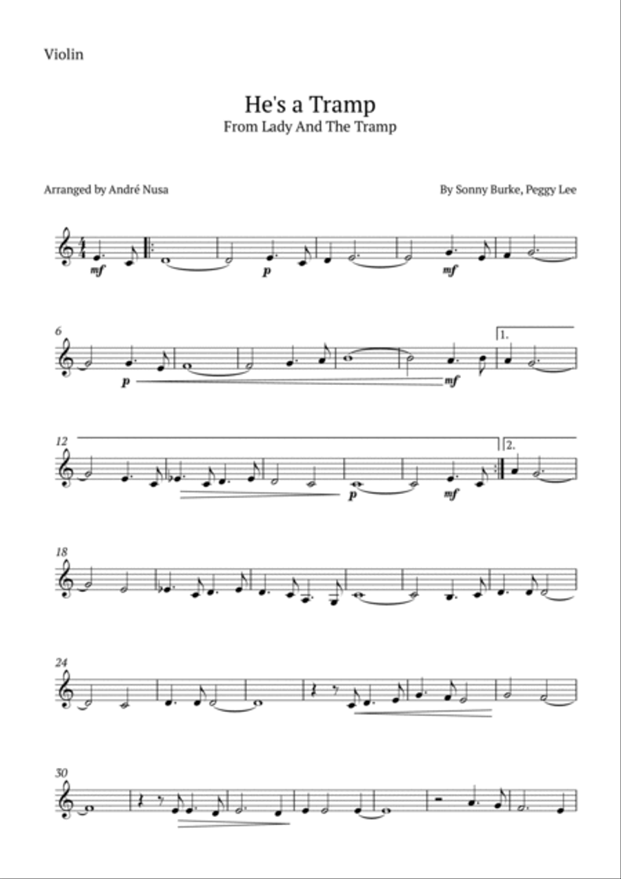 He's A Tramp String Duet scores gallery preview page 3