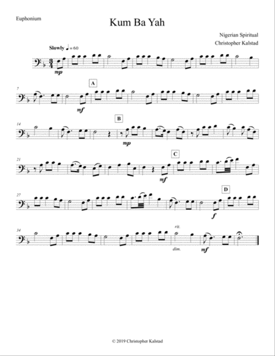 Kum Ba Yah (Euphonium/Tuba Duet) Brass Duet scores gallery preview page 3