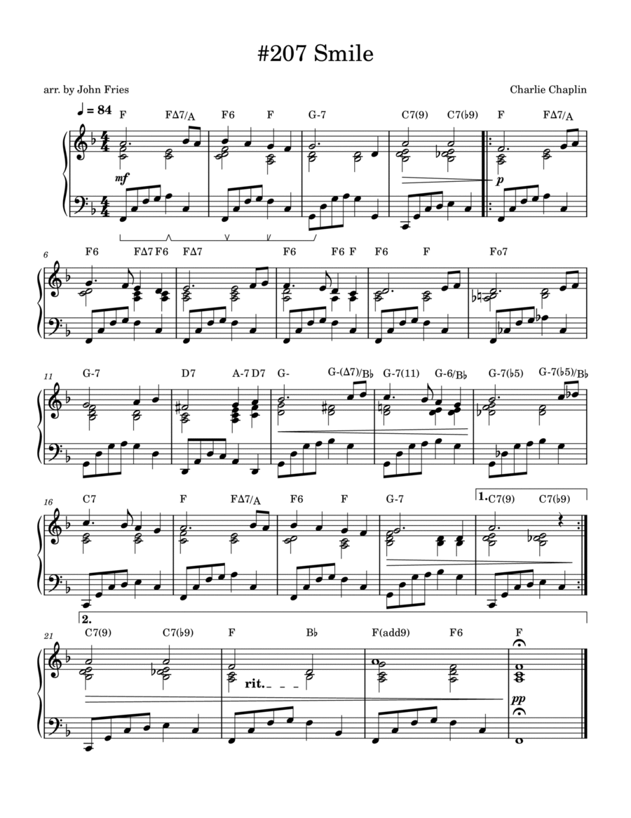 #207 Smile Piano Solo scores gallery preview page 1