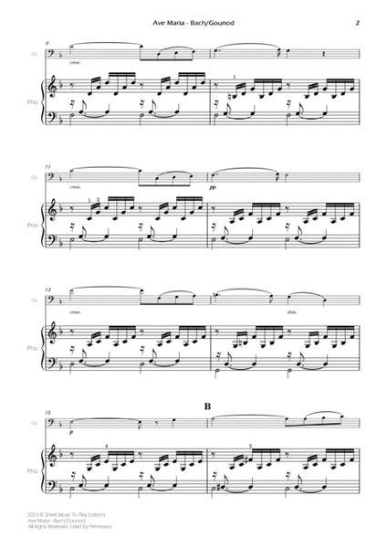 Ave Maria by Bach/Gounod - Contrabass and Piano (Full Score and Parts) image number null