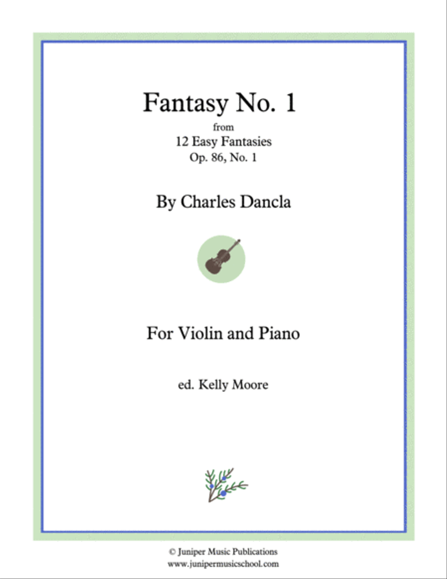 Fantasy No. 1 from 12 Easy Fantasies for Violin and Piano Violin Solo scores gallery preview page 1