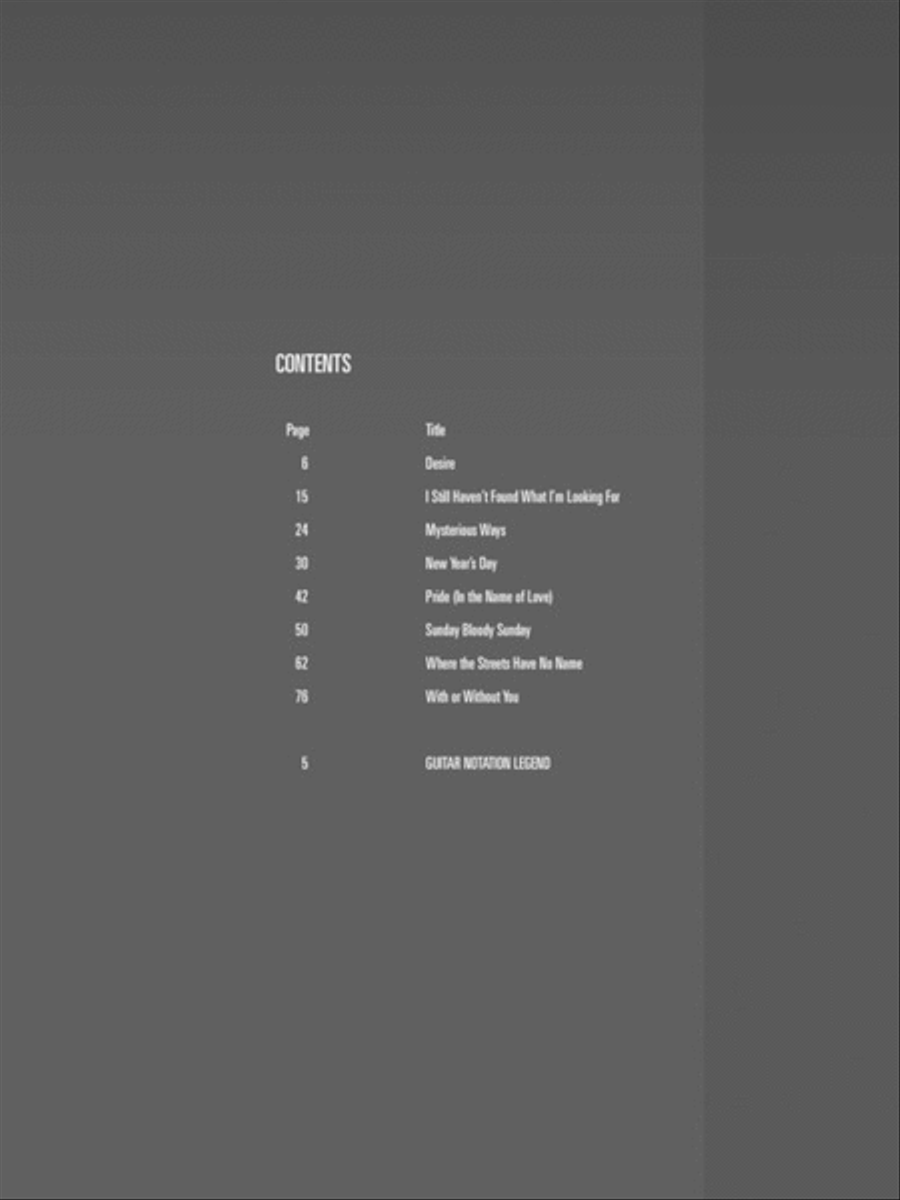 U2 Guitar Tablature scores gallery preview page 3