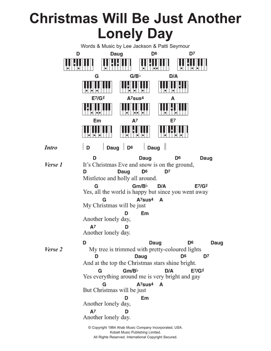Christmas Will Be Just Another Lonely Day Piano scores gallery preview page 1