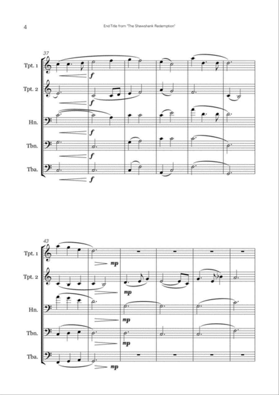 The Shawshank Redemption - End Title Brass Ensemble scores gallery preview page 5
