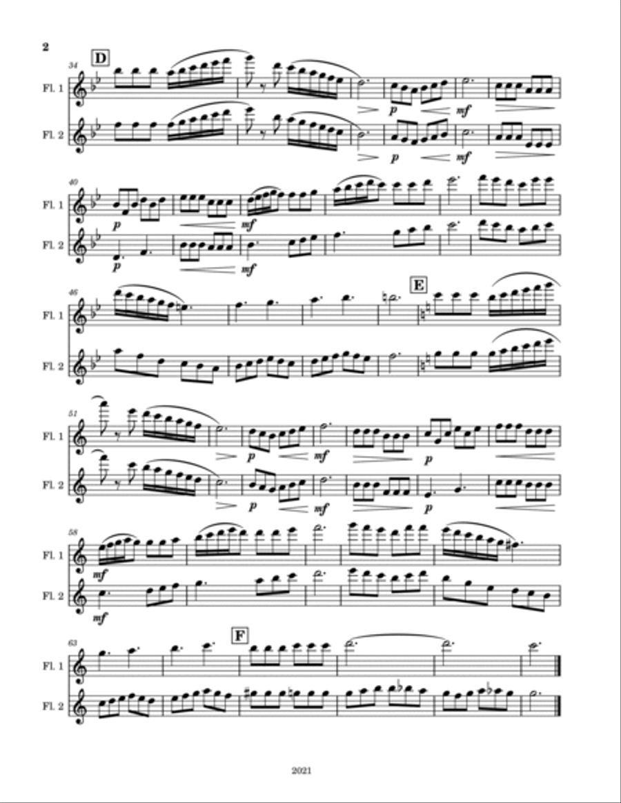 Flute Invention One and a Half Flute Duet scores gallery preview page 2