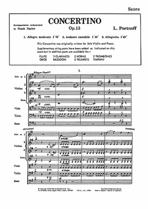 Book cover for Concertino In E Minor Op. 13