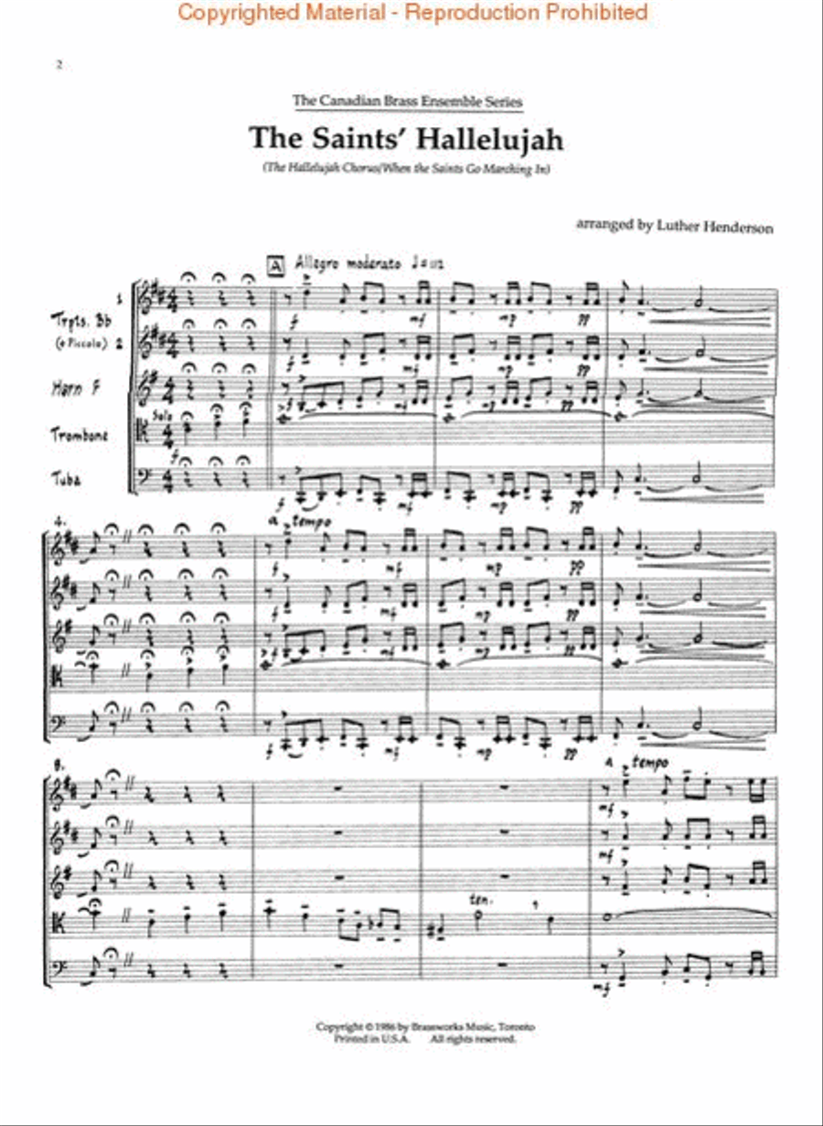 The Saints' Hallelujah Brass Quintet scores gallery preview page 2