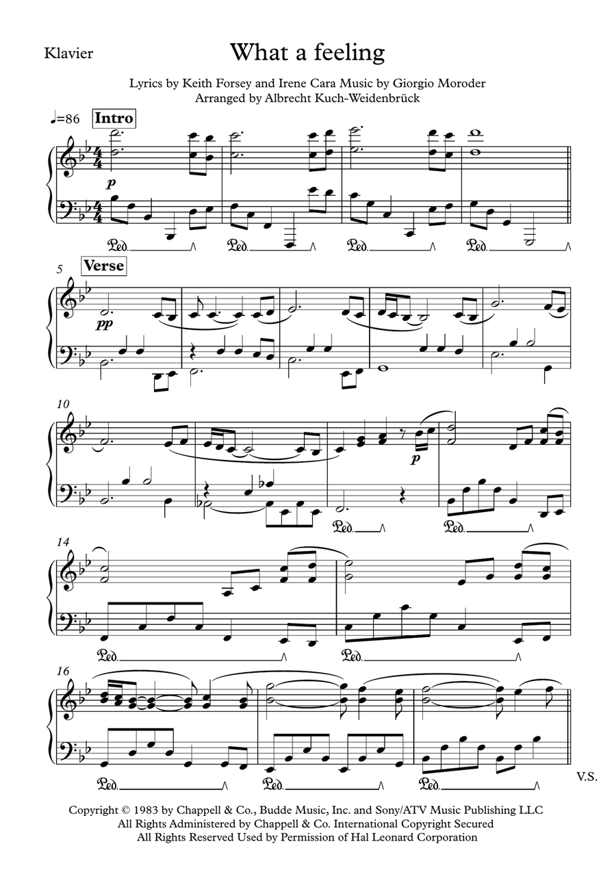 Flashdance...What A Feeling Piano Solo scores gallery preview page 1