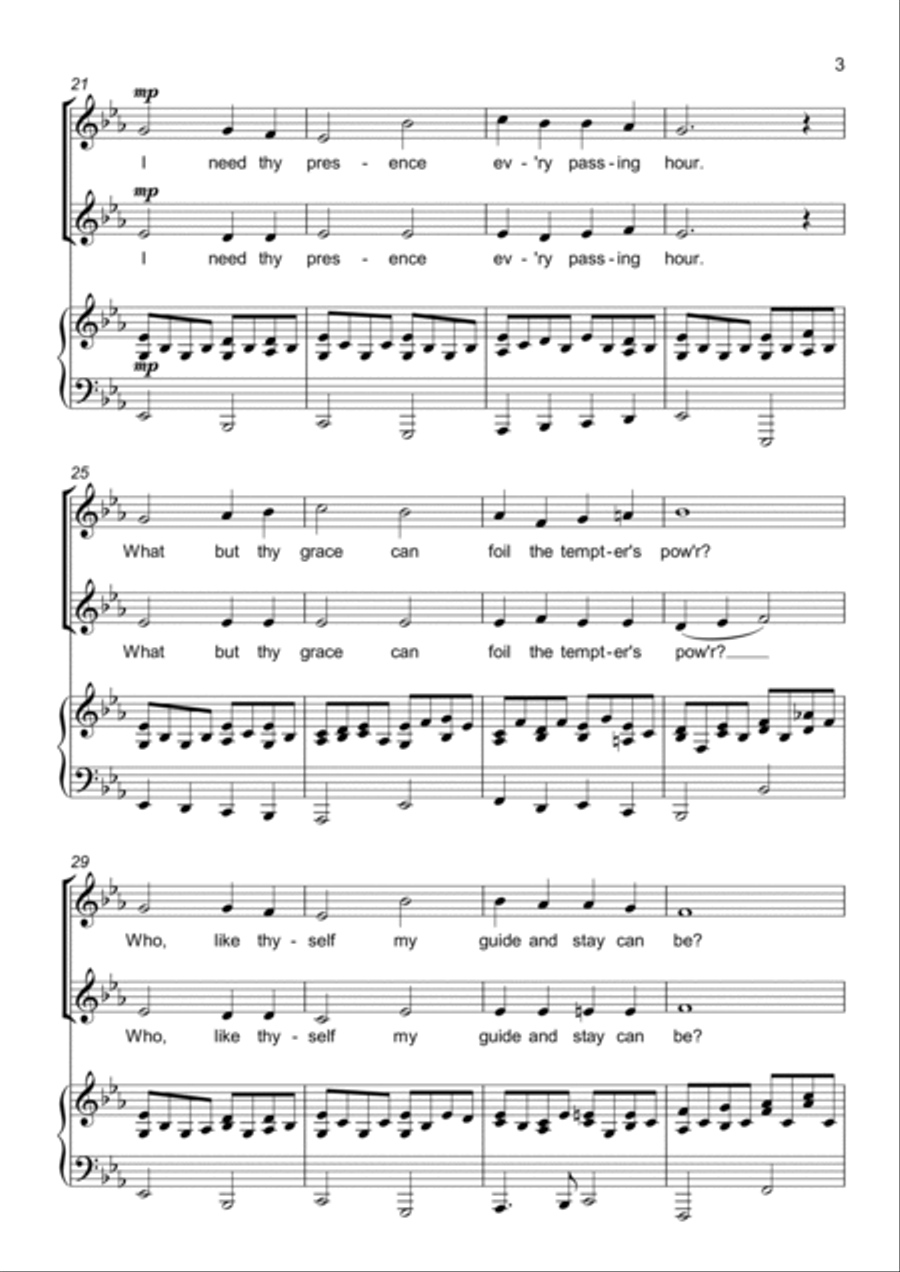 Abide with me - 2 part choir - SA - Upper Voices SA scores gallery preview page 3
