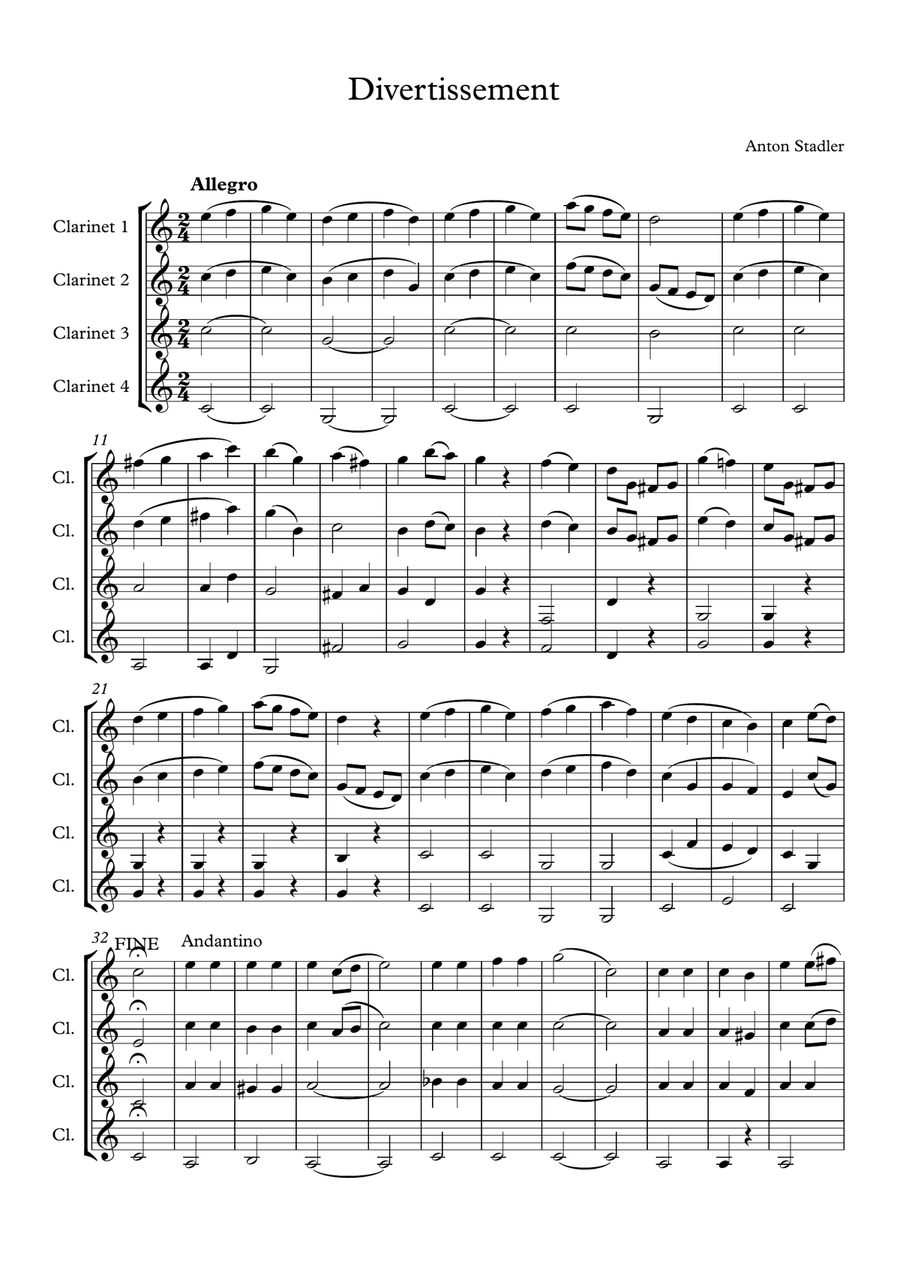 Divertissement Divertissement Clarinet Quartet scores gallery preview page 1