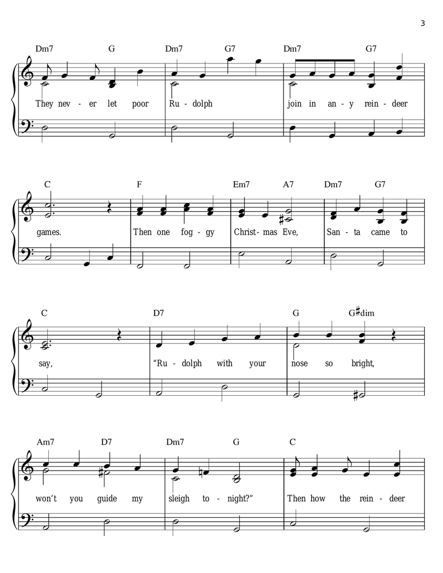 Rudolph The Red-Nosed Reindeer Easy Piano scores gallery preview page 3