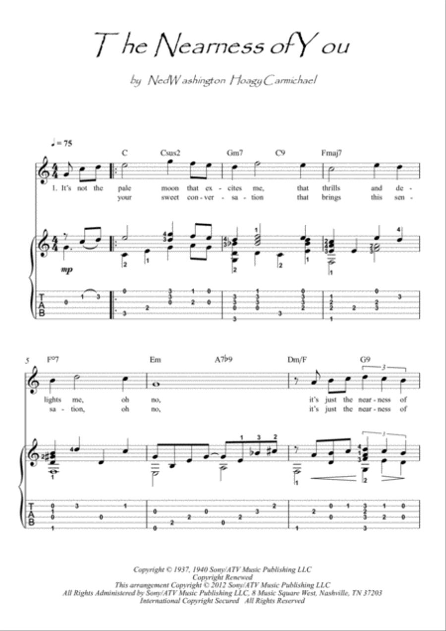 The Nearness Of You Electric Guitar scores gallery preview page 1