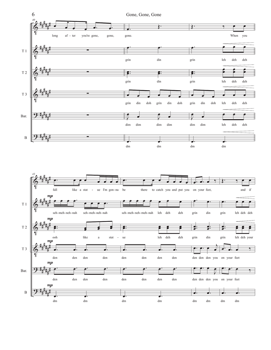 Gone, Gone, Gone TTBB scores gallery preview page 6