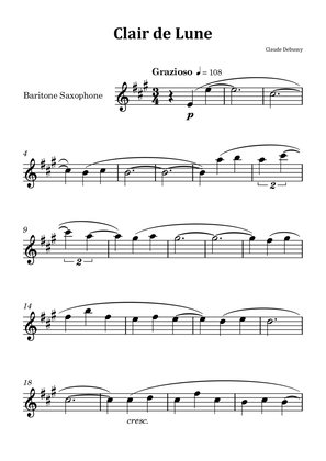Clair de Lune by Debussy - Bass Saxophone Solo