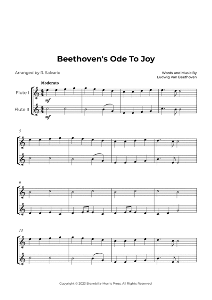 Ode To Joy (Easy Flute Duet) Flute Duet scores gallery preview page 2