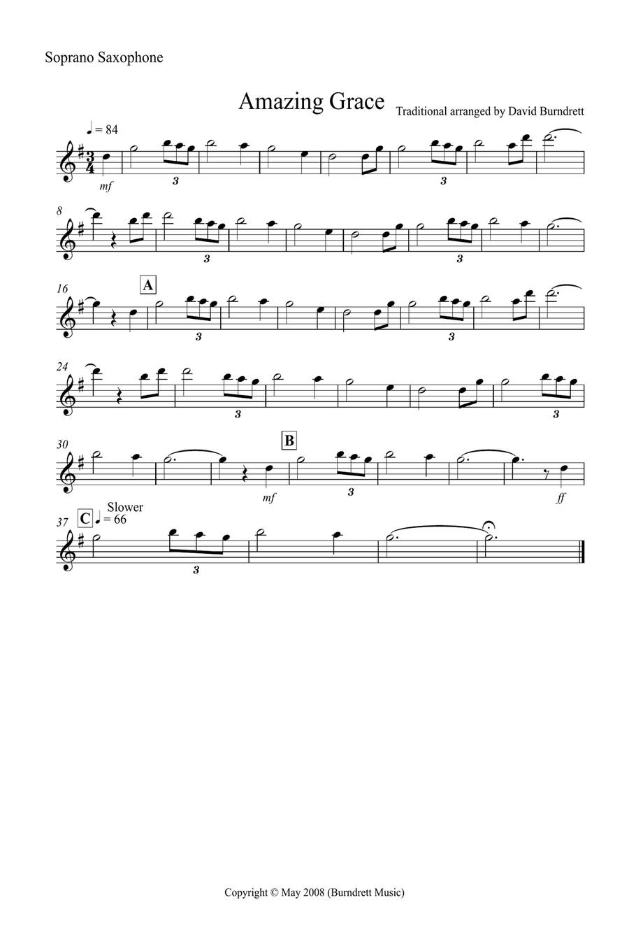 Amazing Grace for Saxophone Quintet Saxophone Quintet scores gallery preview page 3