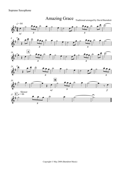 Amazing Grace for Saxophone Quintet image number null