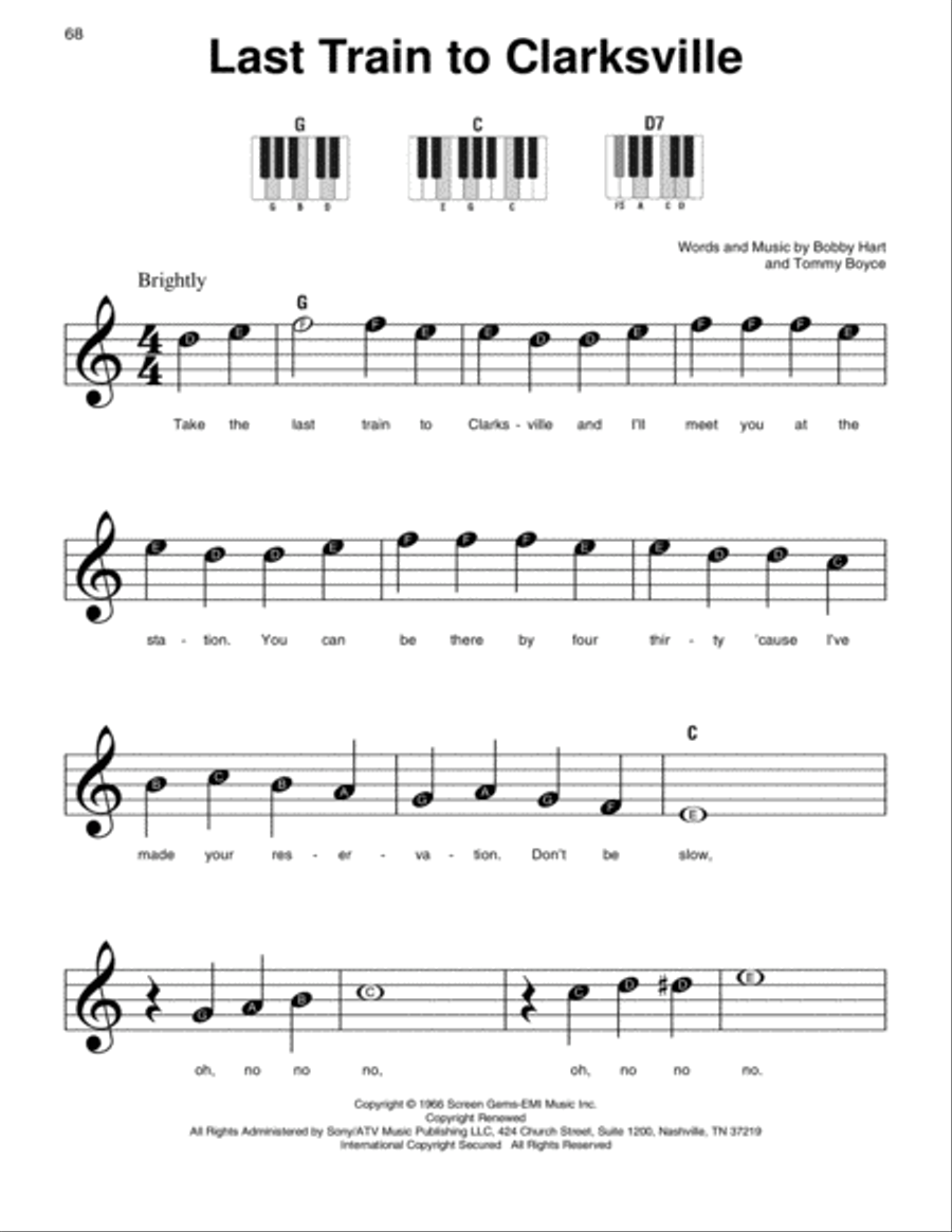Last Train To Clarksville Easy Piano scores gallery preview page 1