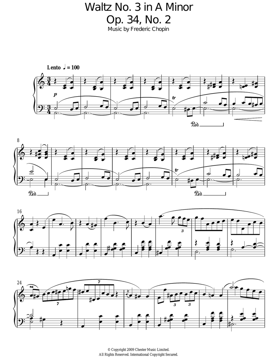Waltz No. 3 In A Minor, Op. 34, No. 2 Piano Solo scores gallery preview page 1