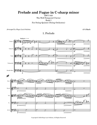 Prelude and Fugue in C-sharp minor BWV 849 for String quintet or String orchestra