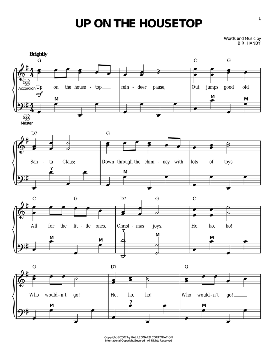 Up On The Housetop Up On The Housetop Accordion scores gallery preview page 1