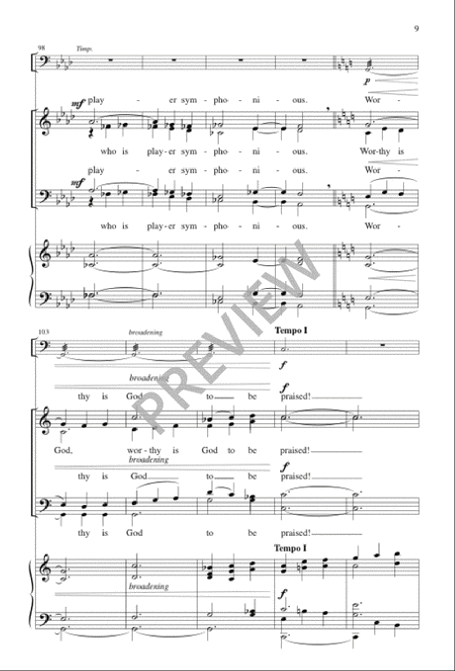 Worthy Is God to Be Praised 4-Part scores gallery preview page 9
