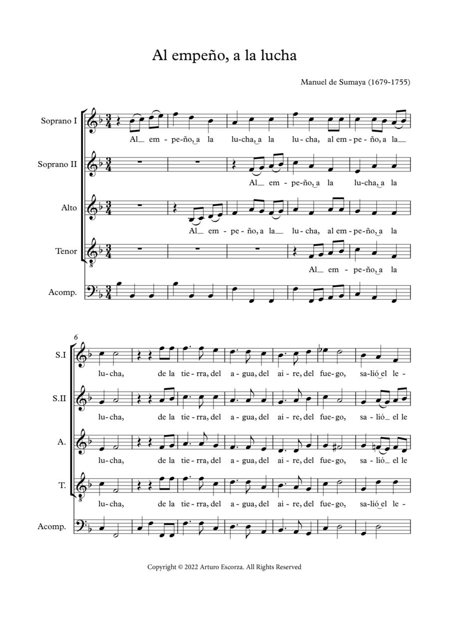 Book cover for Al empeño, a la lucha - Villancico a 4 a Sn. Pedro - Score Only