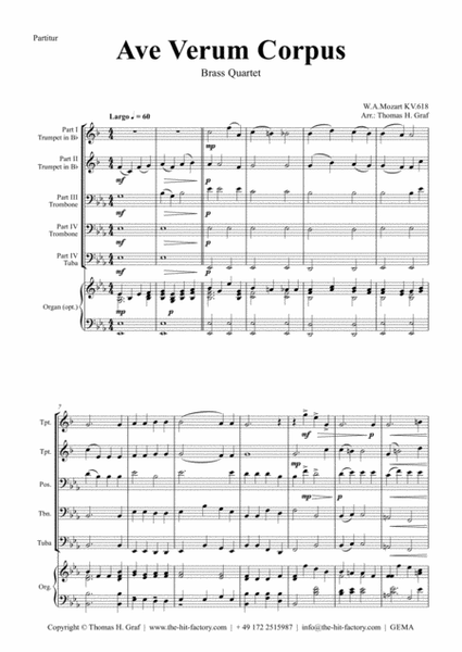 Ave Verum Corpus - W.A. Mozart - Brass Quartet