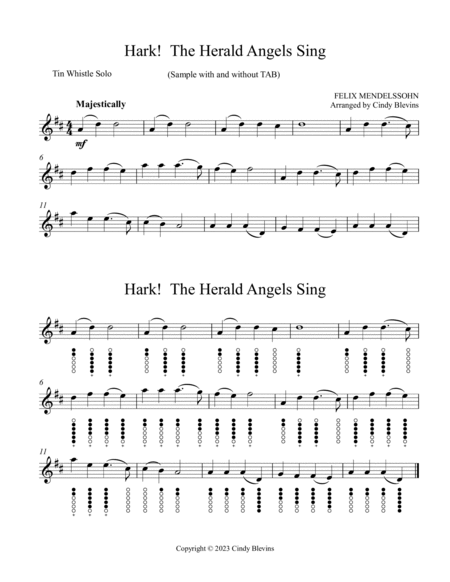 Hark! the Herald Angels Sing, for Tin Whistle Solo image number null